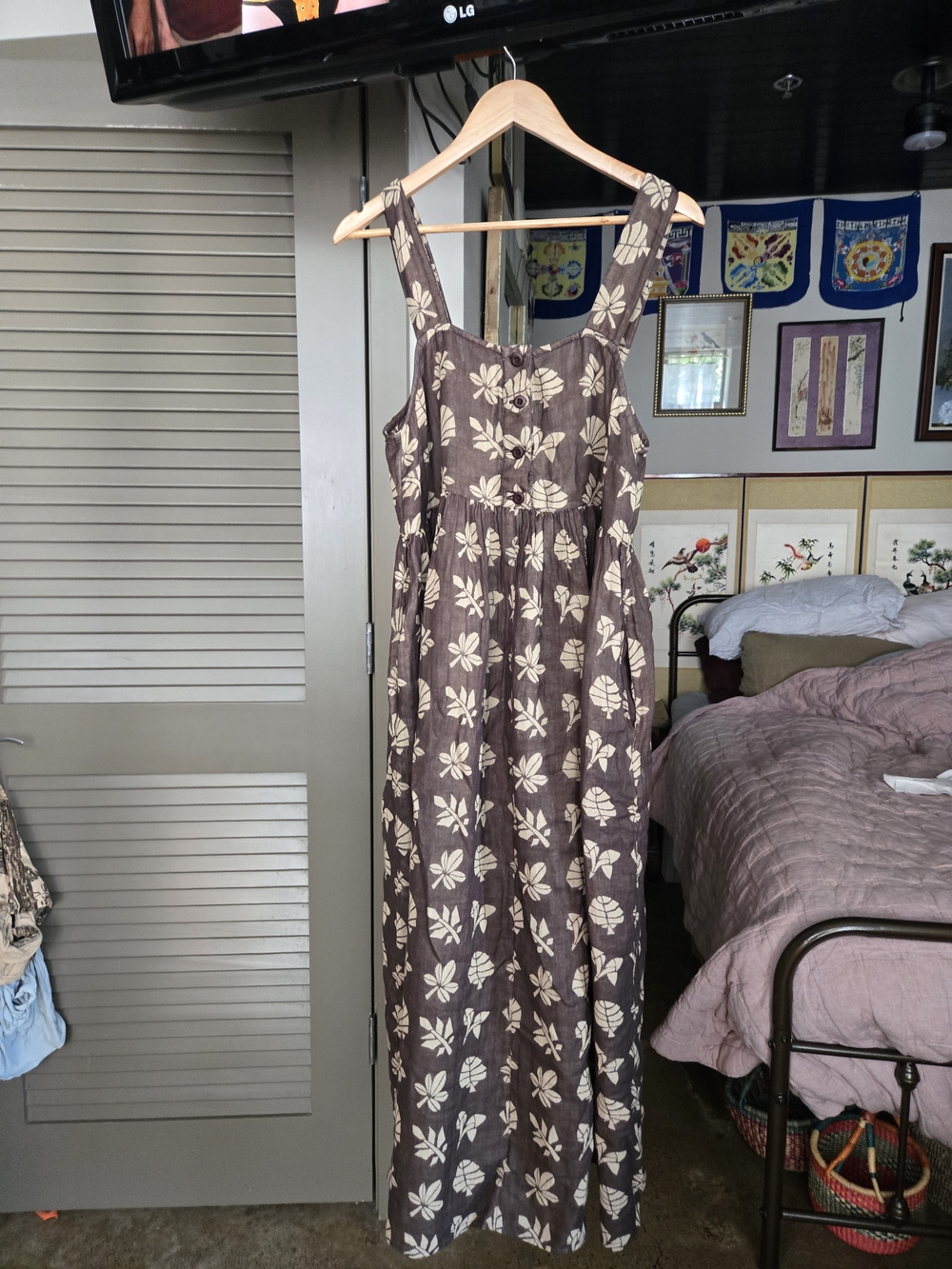 Sleeveless Floral Maxi Dress in Brown and Cream Ace&jig - Picture 3 of 8